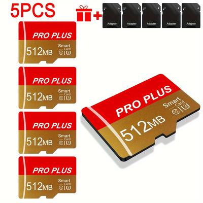 TEMU 5pcs Memory Card Set: 8gb 4gb 2gb 1gb 512mb 256mb 128mb 64mb With Adapter: U3 C10 A1 Tf Cards For Tablet, Camera, Mobile, Car Audio, And Game Consoles-real Capacity:secure Storage!