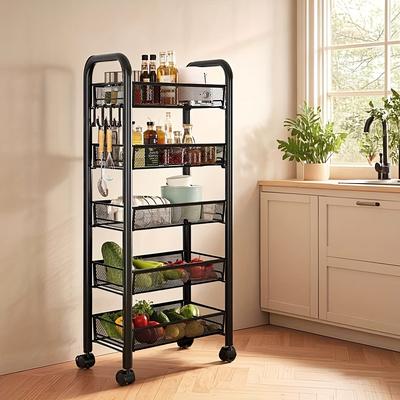 TEMU Multi-tier Kitchen Trolley, Large Capacity Metal Rolling Cart With Breathable Mesh, Storage Organizer For Home, Kitchen, Living Room, Bedroom, Office, Bathroom Filler Image