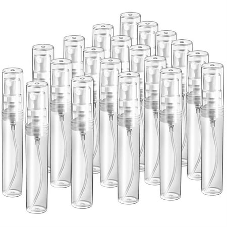 20 PCS Mini Perfume Atomizer 5 ML Clear Plastic Spray Bottle Portable Fragrance Spray Bottle Makeup Hydrating Fine Mist Bottle Empty Essential Oil Sample Bottle