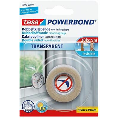 TESA Montageband Powerbond Transparent 1,5mx19mm Beidseitig Klebend Image