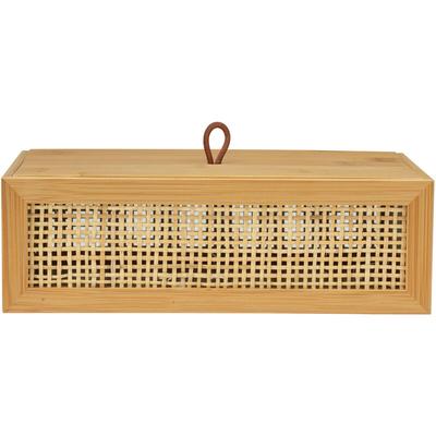 WENKO Badbox Allegre L mit Deckel, Aus Bambus und Rattan, Braun, Bambus natur, Rattan natur Image