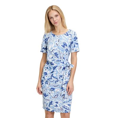 Druckkleid CARTOON "Cartoon Casual-Kleid mit Muster", Damen, Gr. 34, Normalgrößen, blau (blau, weiß), Obermaterial: 95% Polyester, 05% Elasthan., feminin, figurbetont kurz, Rundhals, Halbarm, Kleider, Design Image