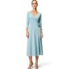 Midikleid ZERO "zero Midikleid mit Stoffblüte", Damen, Gr. 34, Normalgrößen, blau (citadel), Single Jersey, Obermaterial: 95% Polyester, 5% Elastan. Ärmelfutter: ohne Futter., unifarben, elegant, figurbetont lang, V-Ausschnitt, 3/4-Ärmel eng,...