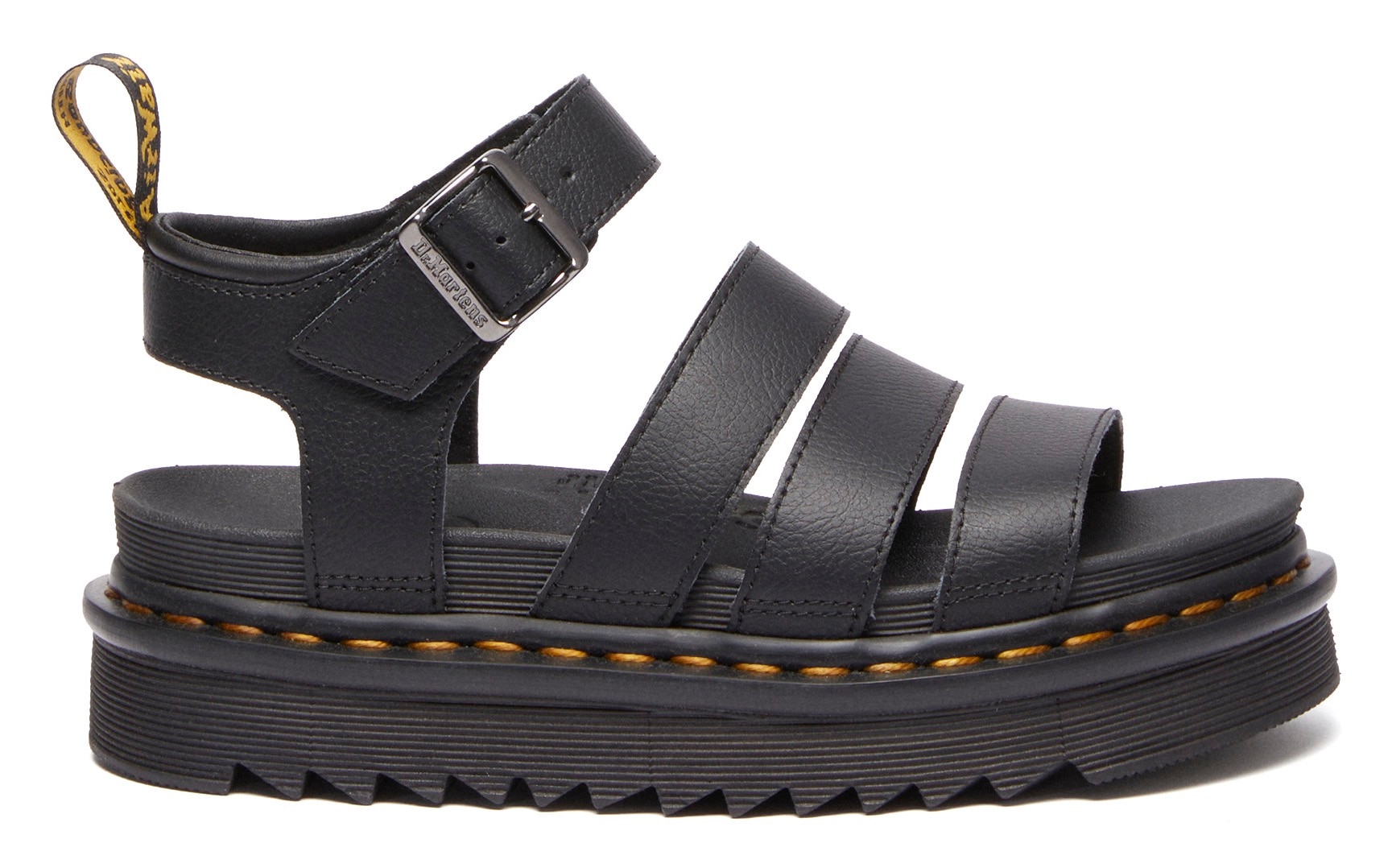 Sandale DR. MARTENS "Blaire", Damen, Gr. 41, schwarz, Leder, Schuhe Sandale, Plateausandale, Riemchensandale, mit Anziehlasche