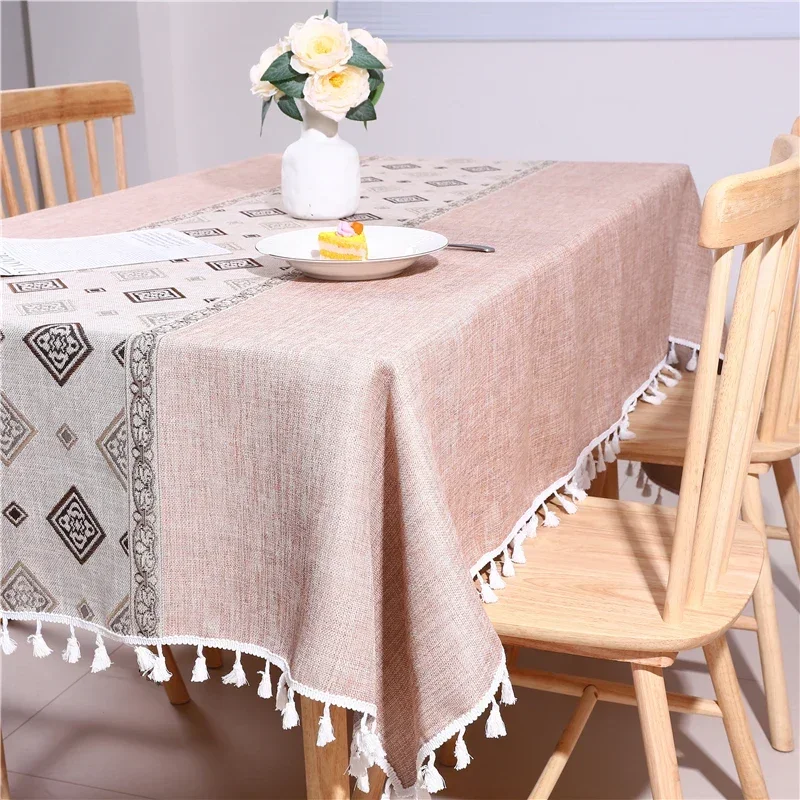 Nordische Quaste Stoff Tabl bestickte Blatt amerikanische Tischdecken für Veranstaltungen rechteckige Jacquard Couch tisch Abdeckung Image