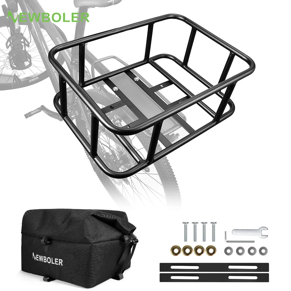 Hinterer Fahrradkorb mit großem Fahrradträgerkorb hinten für Fahrräder, robuster Metall-Fahrradkorb hinten, perfekte Halterung für Elektrofahrräder Image