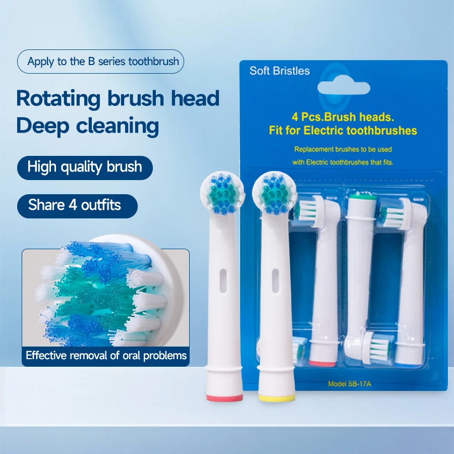 4/8 Stück Ersatzbürstenköpfe für Oral-B elektrische Zahnbürste Advance Power/Vitality Precision Clean/Pro Health/Triumph/3D Excel Image
