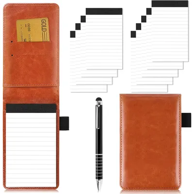 Mini Flap Pocket Pants Portable Note Pad, Strap Pencil Bag Meeting Minutes Book, Pu Leather Hard Cover Waterproof Cover with Horizontal Line Note Inner Pages, Diary, Work Office Meeting Minutes Book,