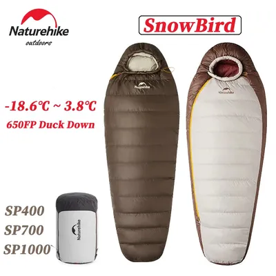 Naturehike Upgraded Snowbird Duck Down Sleeping Bag 650FP Mummy Ultralight 4 Season Warm Sleeping Bag Outdoor Traveling Hiking