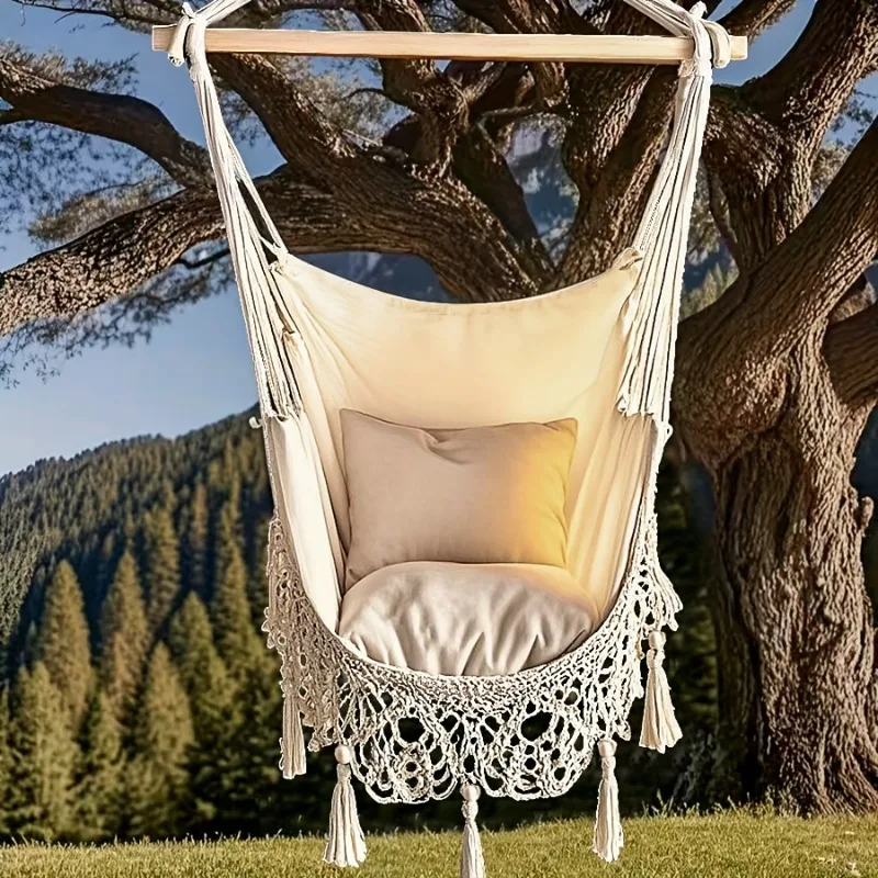 1 Stück großer, bequemer, lässiger Hängesessel, unverzichtbar für den Garten im Freien, faltbares Hängedesign, Innenschaukel, böhmischer Stuhl