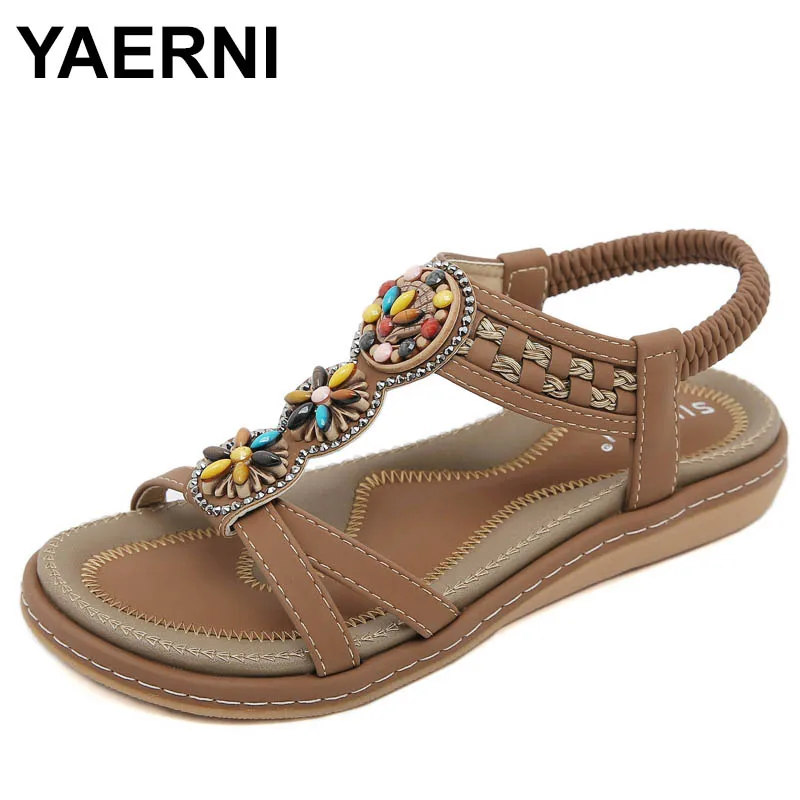 Frauen neue Sommer böhmischen Stil rutsch feste flache Sandalen Frau plus Größe weichen Boden Strands andalen Dame Freizeit schuhe 36-42
