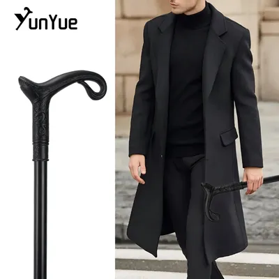 Matte Black Curve Line Type Walking Cane Lady Fashion Decorative Walking Stick Gentleman Vintage Elegant Cane Cosplay Props 93cm