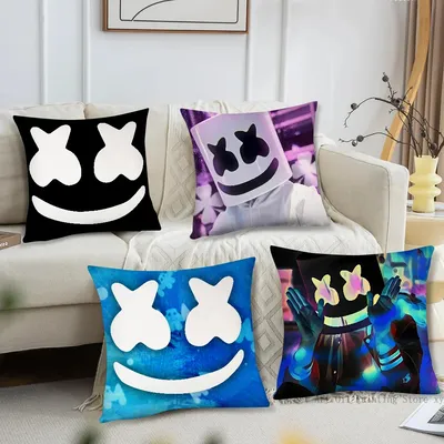 DJ M-Marshmello Kissenbezug, quadratisches Kissen, Schlafzimmer, Sofa, Freizeit, Komfort, Kissen, Image