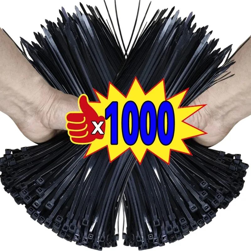 100–1000 Stück Nylon-Kabelbinder, selbstsichernde Kabelbinder, Riemen, verstellbare Kabel, Befestigungsschlaufe, Heimbüro, Kabelbinder, Großhandel Image