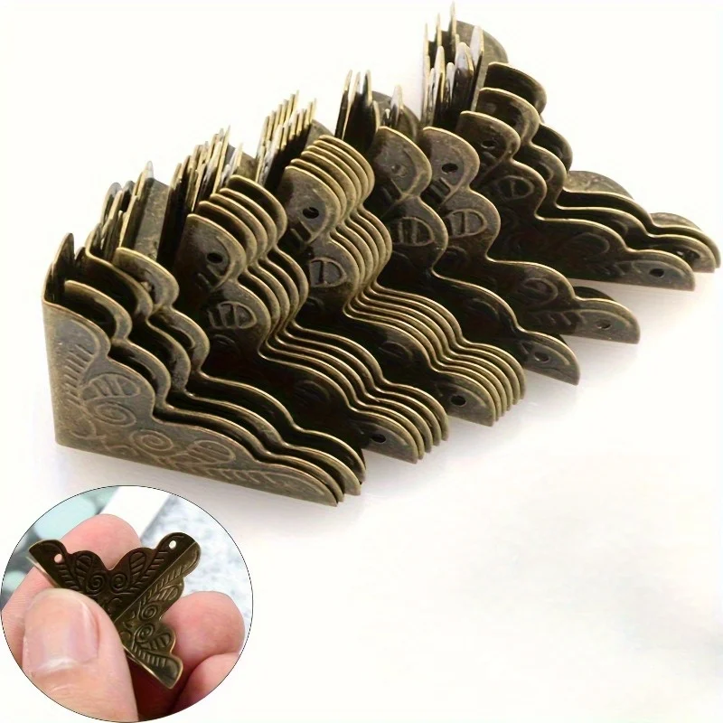 20 Stück Antik-Bronze-Metall-Eckenschutz, latexfrei, elegante Kantenschutz für Boxen, Möbel, Regale, Tische – Vintage-Finish