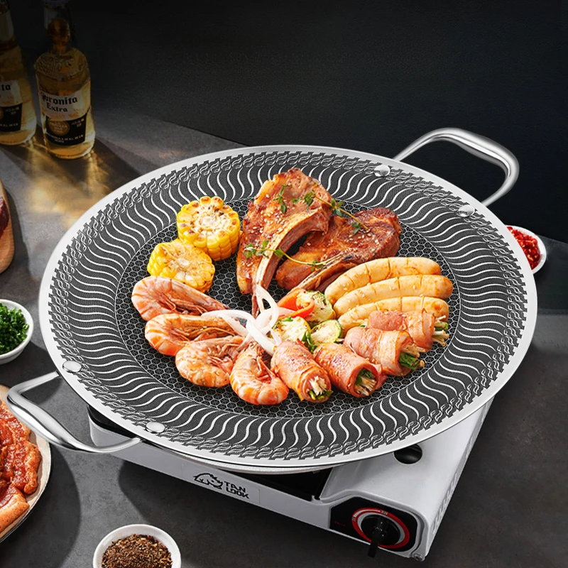 Home Outdoor-Grillplatte aus Edelstahl, Teppanyaki-Induktionsherd im koreanischen Stil, kann zum Braten von Backblech mit Feuer verwendet werden Image