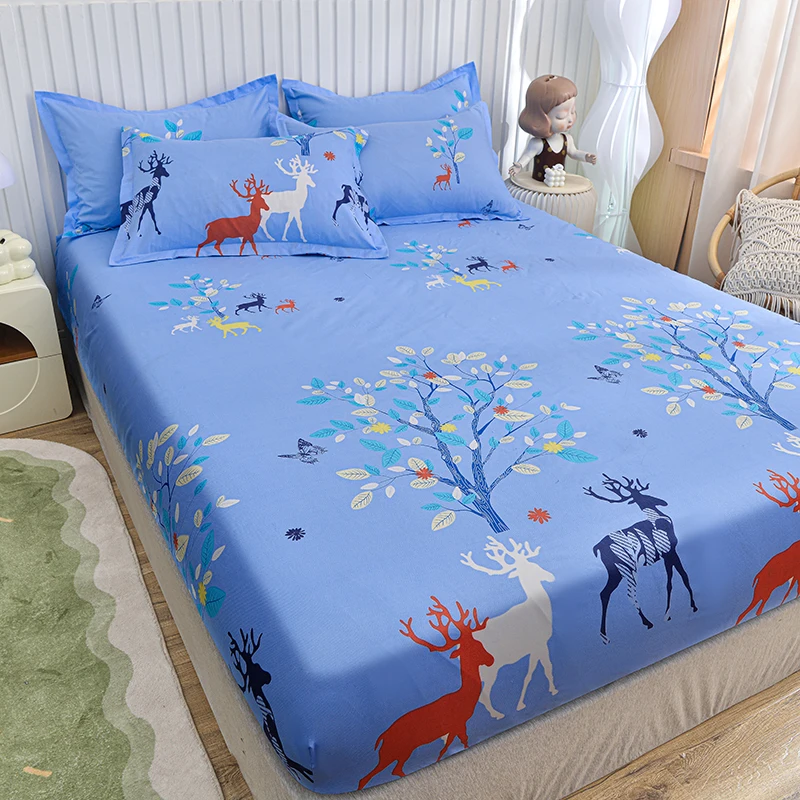1 Cartoon Fun Animal bedrucktes mattes Spannbetttuch, bedruckter Bettbezug für Schlafzimmer, Bettwäsche (ohne Kissenbezüge) Image