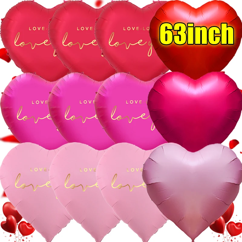 1/3 stücke Neue 63 zoll Herz Ballons Große Rote Liebe Aluminium Film Ballons für Geburtstag Party Hochzeit Valentinstag dekorationen
