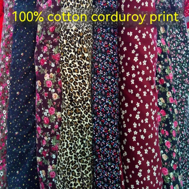 Baumwolle Splitter Cord Gedruckt Stoff Tier Blumen Gras Muster kinder Schuhe Hosen Rock Kissen Nähen Großhandel Tuch