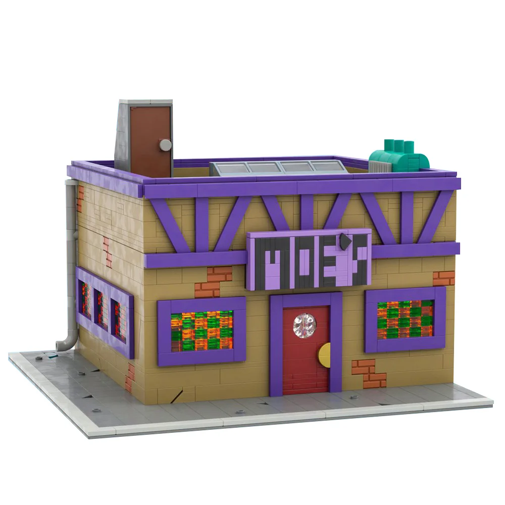 Gobricks MOC Simpsoned Modular Moe's Tavern Bricks Modell Springfield's Venue Modular Moe's Tavern Bar Bausteine Spielzeug Geschenk Image