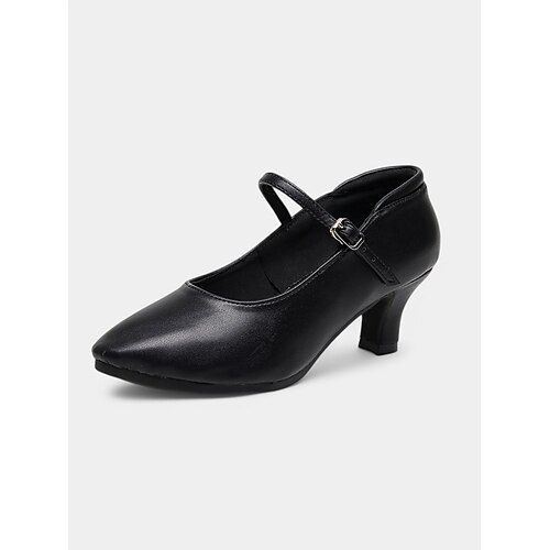 beige Mary Jane Tanzschuhe - klassische Übungsschuhe für Ballsaal und Latein mit runder Spitze und niedrigem Absatz Image