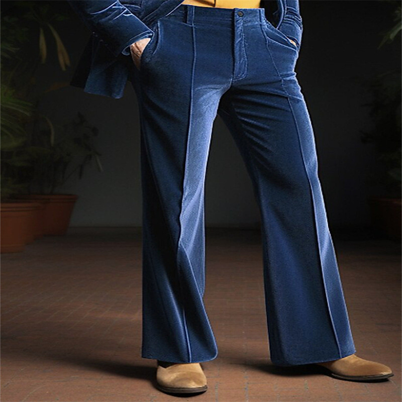 Retro Vintage 1970s Trousers Bell Bottom Pants Flared Trousers Hippie Disco Solid Color Fancy Dress Men's Masquerade Party Dailywear Pride Parade Adults' Pants