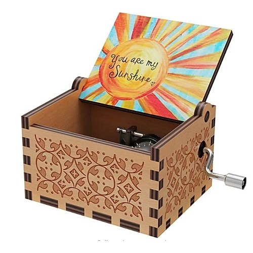 1 Stück Du bist meine Sonne Spieluhr Handkurbel Holz vintage Lasergraviert kleine Spieluhr Geschenk für Frau/Mama/Papa Spieluhr Geschenke für Valentinstag Geschenk Image