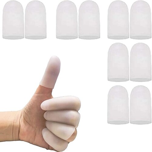 10 Stück/20 Stück Gel-Fingerschutz, Fingerkappen, Silikon-Fingerspitzenschutz – Fingerlinge, ideal für schnellenden Finger, Fingerarthritis, Fingerrisse und andere Schmerzlinderung in den Fingern Image