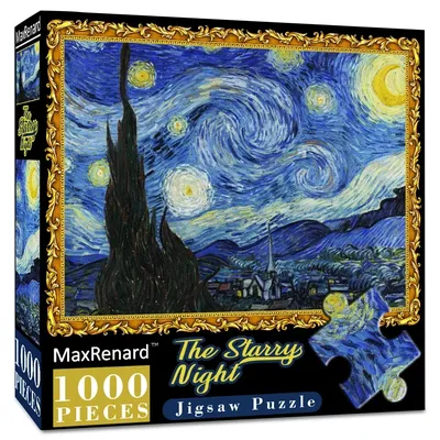 68*49cm MaxRenard 1000 Pieces Jigsaw Puzzles Famous Paintings Van Gogh The Starry Night Family Game