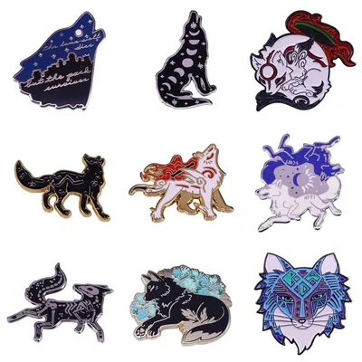 Excellent Quality Skull Wolf Enamel Pin Okami Brooches Dark Romance Brooches Animal Wild Life Lapel