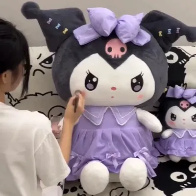 Sanrio Kuromi Melody Plush Accessories Room Decor Stuffed Kawaii Purple Dress Girl Plush Toy Cute Princess Dress Birthday Gift