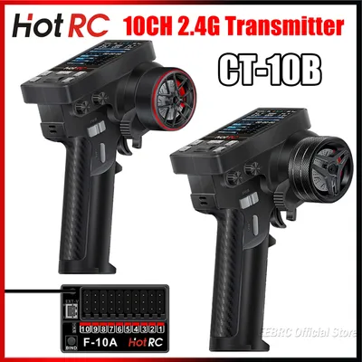 HOTRC CT-10B 10CH 2.4G Transmitter Remote Control Radio System F-10A Receiver Voltage Return PWM for