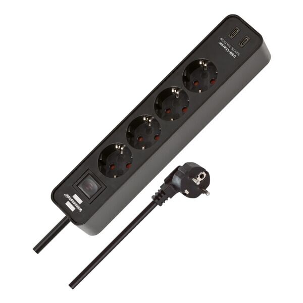 Brennenstuhl 4-fach Tischsteckdosenleiste »Ecolor USB-C« schwarz schwarz, 31x8x6 cm Image