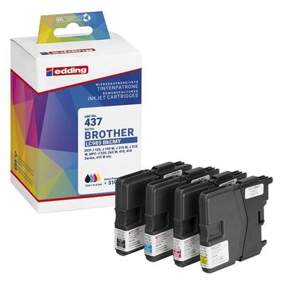 Edding Tintenpatronen-Set ersetzt Brother »LC-985BKCMY« 18-437 schwarz, cyan, magenta, schwarz Image