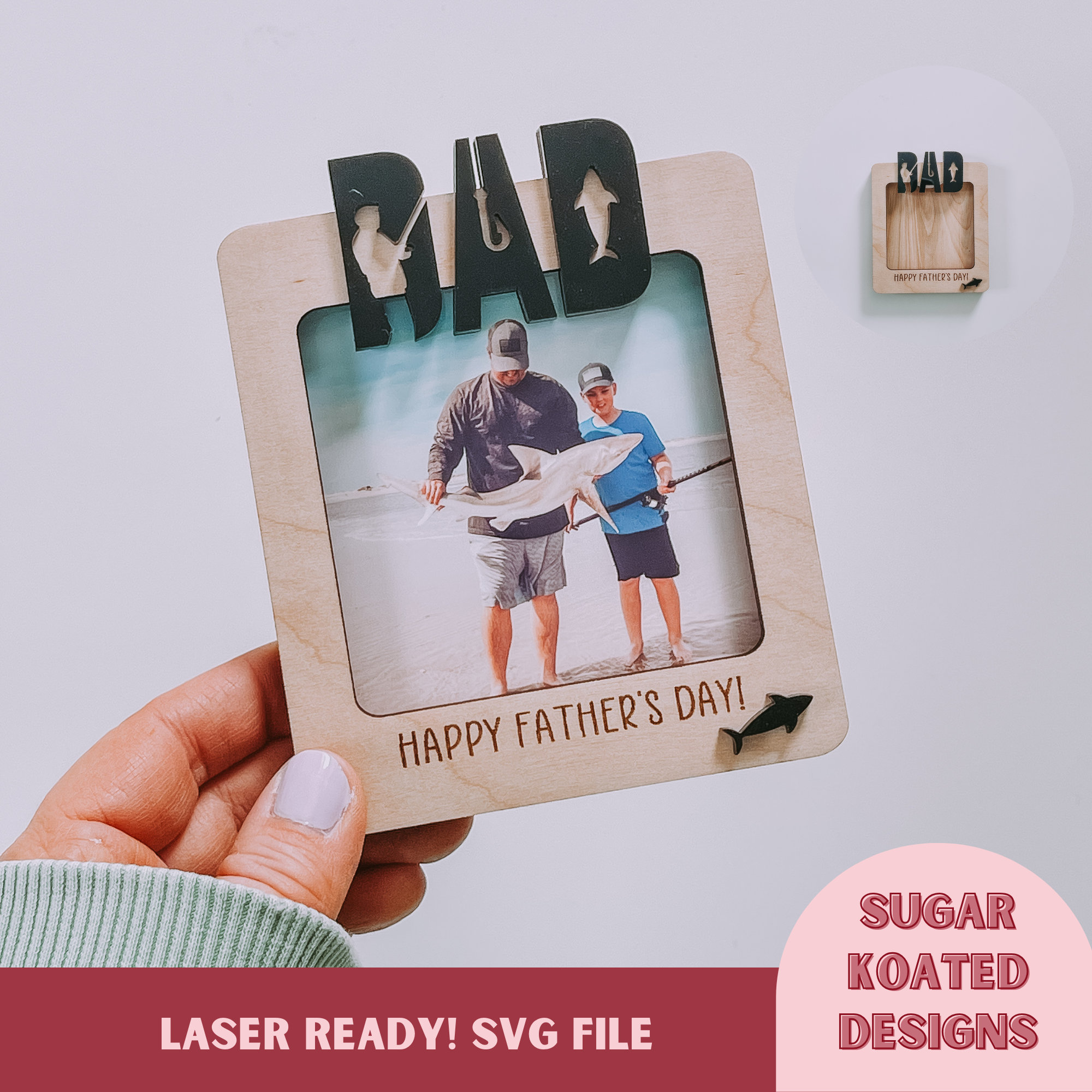 Cornice per foto SVG per papà, cornice per foto da pesca, file tagliato al laser, file laser, file SVG, file laser, file digitale, SVG per la festa de