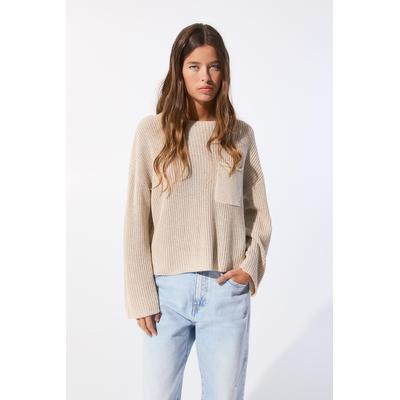 Purl Knit Jumper With Pocket