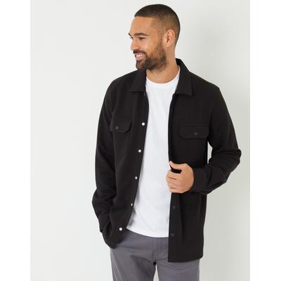 Black Pique Popper Fastening Shacket