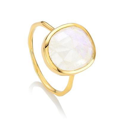 Siren Moonstone Medium Stacking Ring, Gold Vermeil on Silver