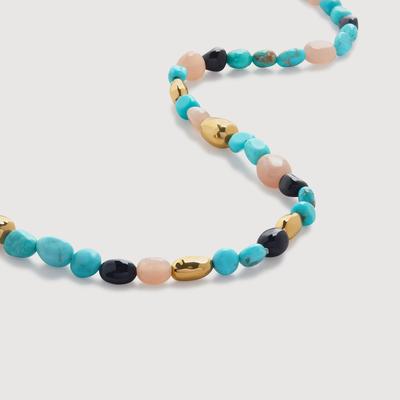 Gold Rio Multi Gemstone Beaded Necklace Turquoise
