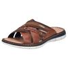 Pantolette RIEKER, Herren, Gr. 43, braun, Lederimitat, Textil, used, sportlich, Schuhe, Sommerschuh, Schlappen, Poolslides, mit Leder-Innensohle