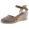 Sandalette VERBENAS "MALENA SERRAJE", Damen, Gr. 41, grau (taupe), Veloursleder, Textil, casual, Schuhe, Sommerschuh, Riemchensandale, Urlaubschuh mit Keilabsatz