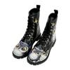 Schnürboots DOGO "Boots Owls Family Damen Boots / Female", Damen, Gr. 40, Normalschaft, schwarz, Lederimitat, Schuhe, Vegan