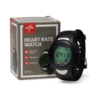 Medline Digital Heart Rate and Pedometer Watch, Water-Resistant Version, 1 EA (MDSP3044)