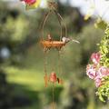 mangeoire à oiseaux rustique, mangeoire à oiseaux en métal avec cloche et carillons éoliens, mangeoire à oiseaux suspendue extérieure pour la décoration de la cour du jardin
