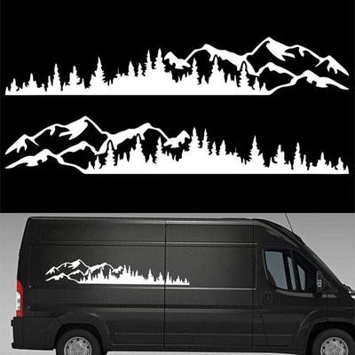 (Weiß) 2 Stück Autoaufkleber Bergwald Vinyl Autoaufkleber LKW Fenster Stoßstange Autotür Aufkleber Image