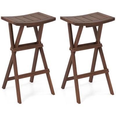 Costway Bar Stools Set of 2 with Saddle Seat and Footrest for Kitchen Island and Balcony