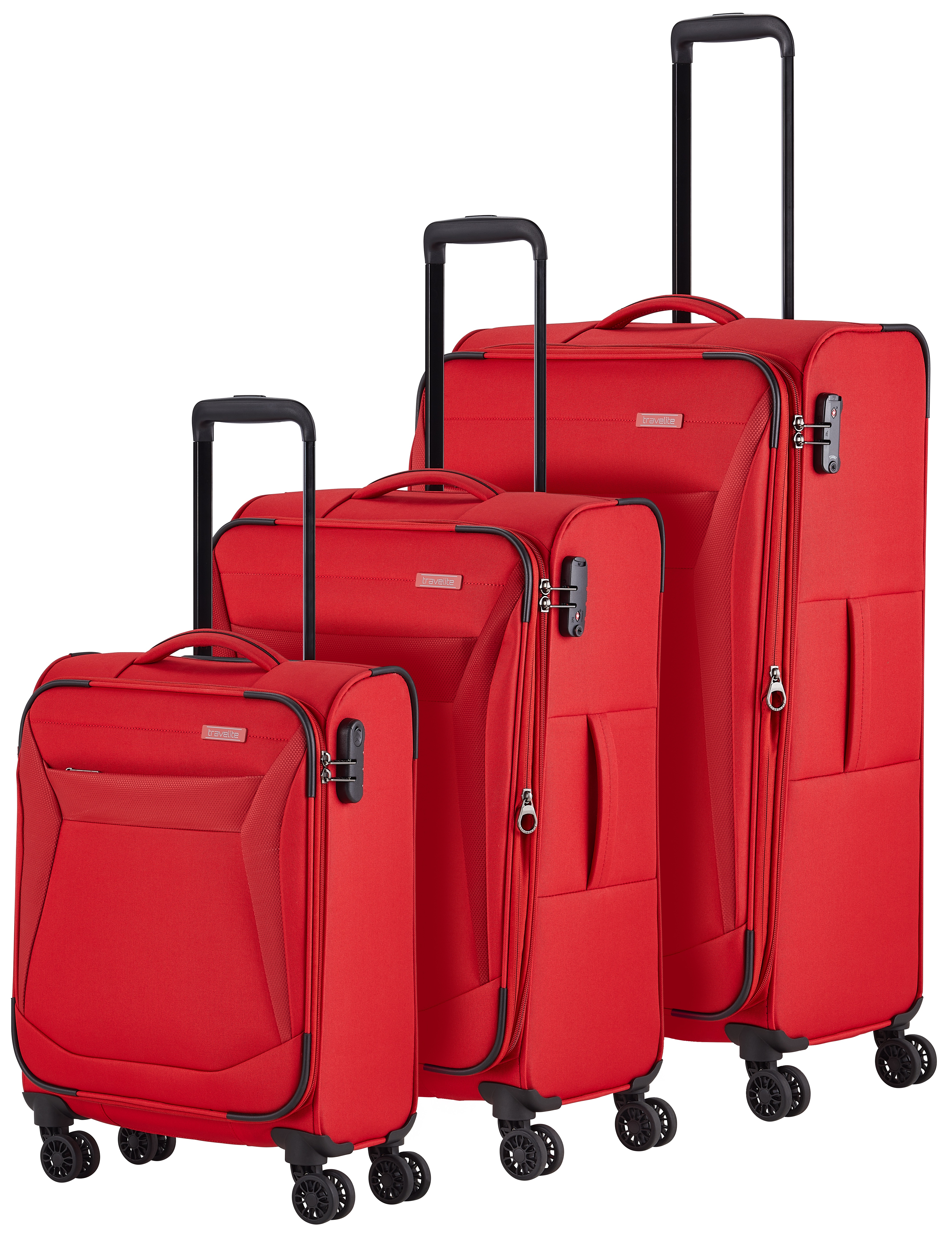 Trolleyset TRAVELITE "CHIOS S/M/L", rot, Polyester, unifarben, Koffer-Sets, Kofferset Reisegepäck Reisekoffer mit erweiterbarem Volumen Image