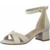 Sandalette TAMARIS, Damen, Gr. 40, beige (creme), Textil, Veloursleder, unifarben, elegant, Schuhe, Blockabsastz, Sommerschuh, Riemchensandale mit Kreuzbandage
