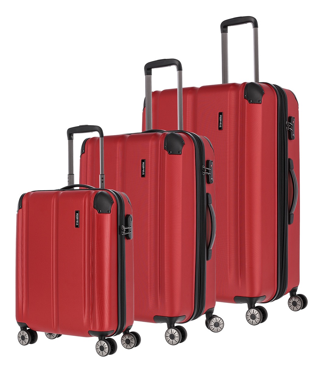 Trolleyset TRAVELITE "CITY, marine", rot, ABS, unifarben, Koffer-Sets, Kofferset Reisegepäck Reisekoffer TSA Schloss Image