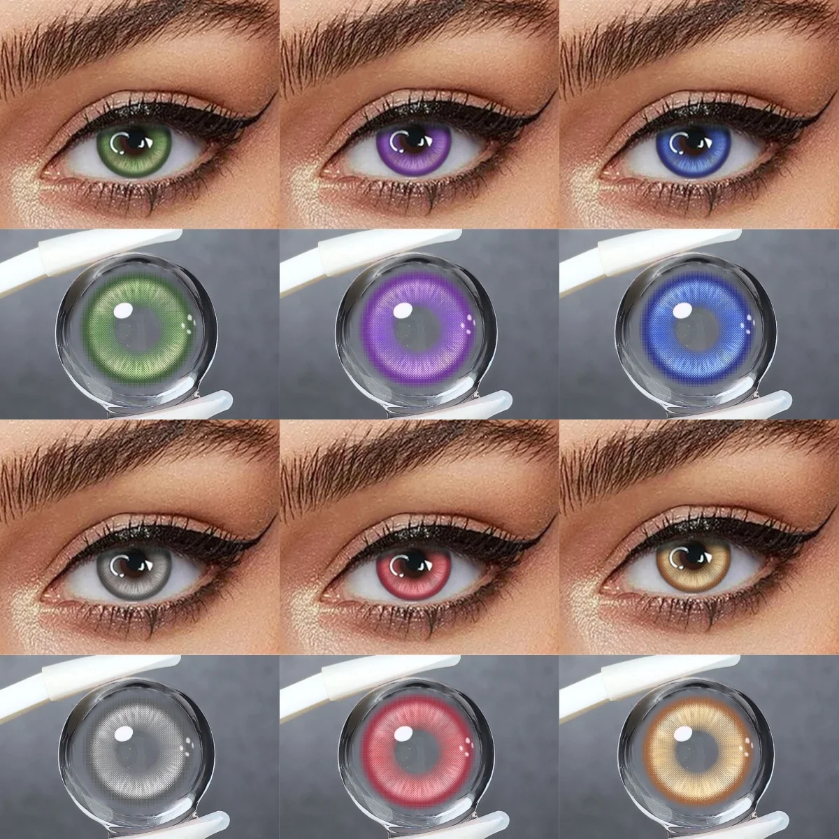 VISUASHOW 1 Paar lila farbige Kontaktlinsen für Anime-Cosplay, weiche Linsen zur jährlichen Nutzung, modische kosmetische Linsen für Studenten und alltägliche Nutzung Image